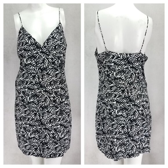 NEW Topshop 6 Linen Wrap Mini Dress Palm Leaf Print - Picture 1 of 11